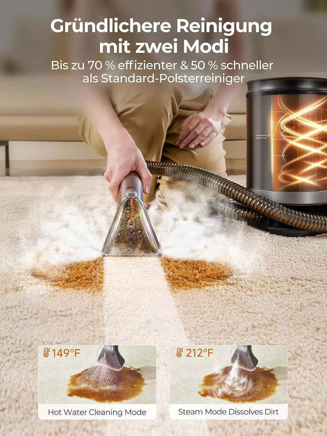 UWANT B400 Nettoyeur vapeur de tapis portable